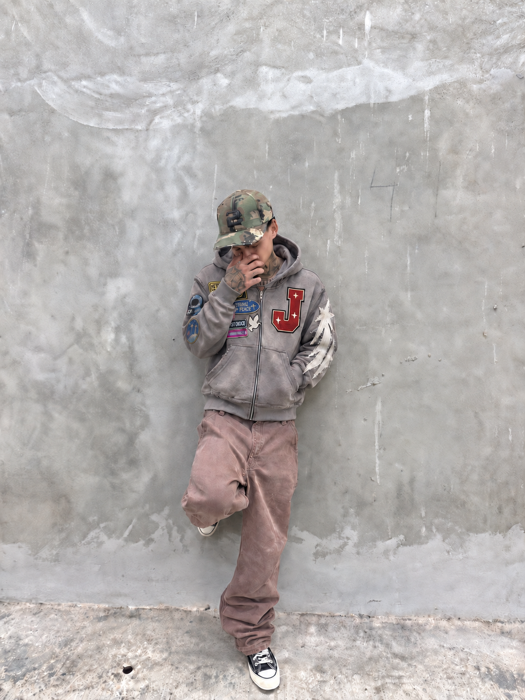 Eternal Peace Patchy Zip (Grey) 'Jesus Edition' Hoodie