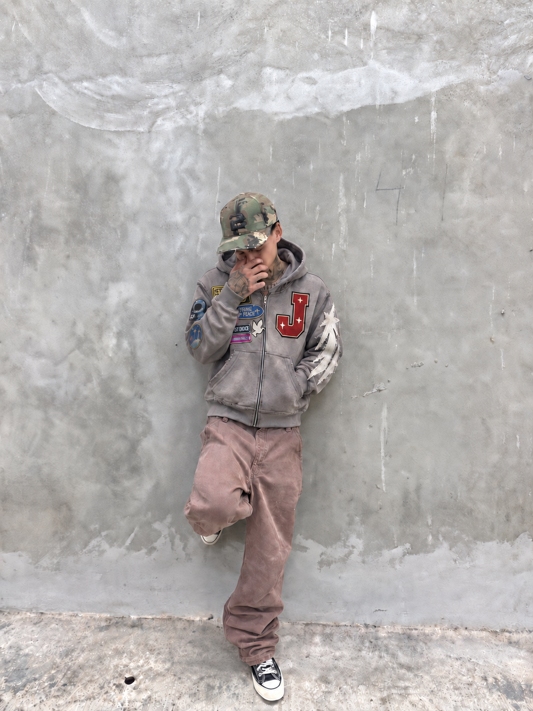 Eternal Peace Patchy Zip (Grey) 'Jesus Edition' Hoodie