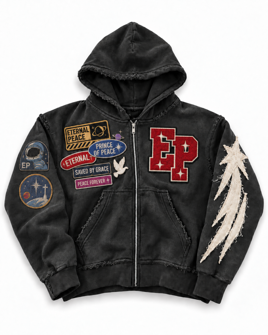 Eternal Peace Patchy Zip (Black)