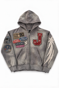 Eternal Peace Patchy Zip (Grey) 'Jesus Edition' Hoodie